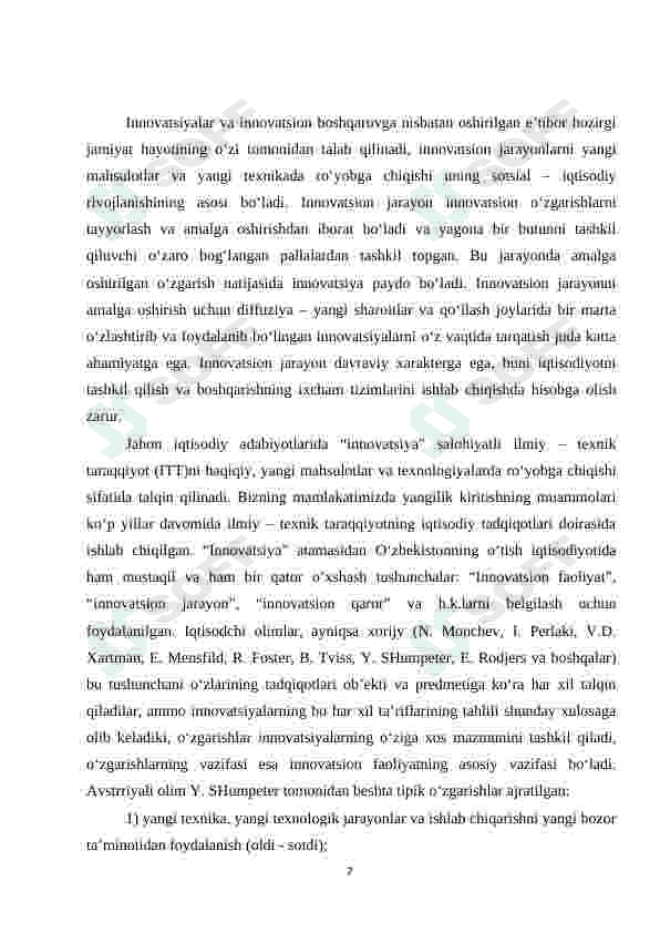 Boshqaruvda innovatsion menejmet va innovatsion jarayonlar tavsifi 7