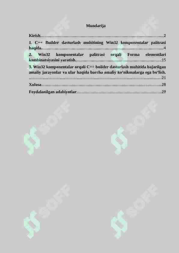 : C++ Builder dasturlash muhitining Win32 komponentalar palitrasidan foydalanish 2
