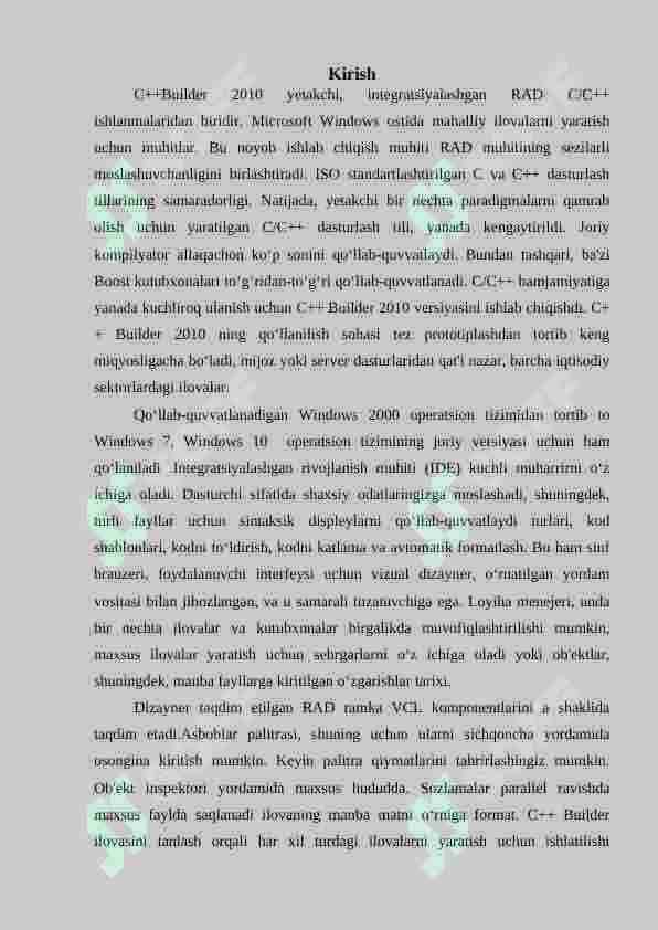 : C++ Builder dasturlash muhitining Win32 komponentalar palitrasidan foydalanish 3
