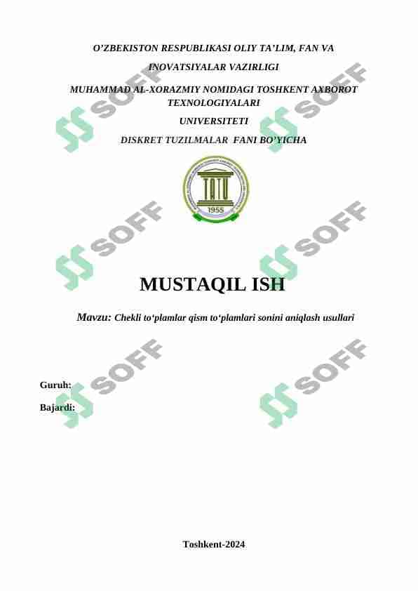Chekli to‘plamlar qism to‘plamlari sonini aniqlash usullari