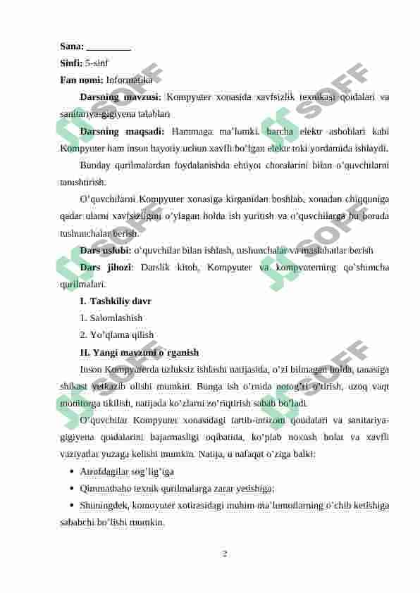 Iformatika fanidan dars ishlanmasi(5-sinflar) 2