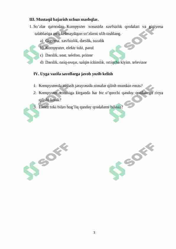 Iformatika fanidan dars ishlanmasi(5-sinflar) 3