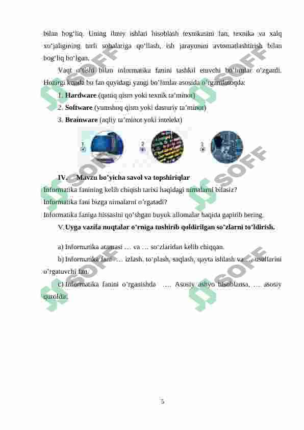 Iformatika fanidan dars ishlanmasi(5-sinflar) 5