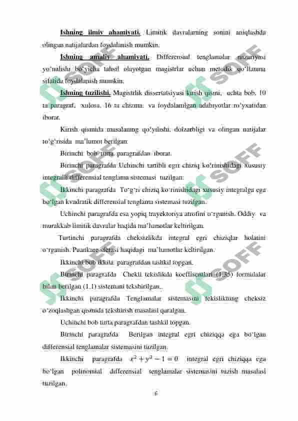 differensial tenglamalar  sistemasining limitik davrini o‘rganish 5
