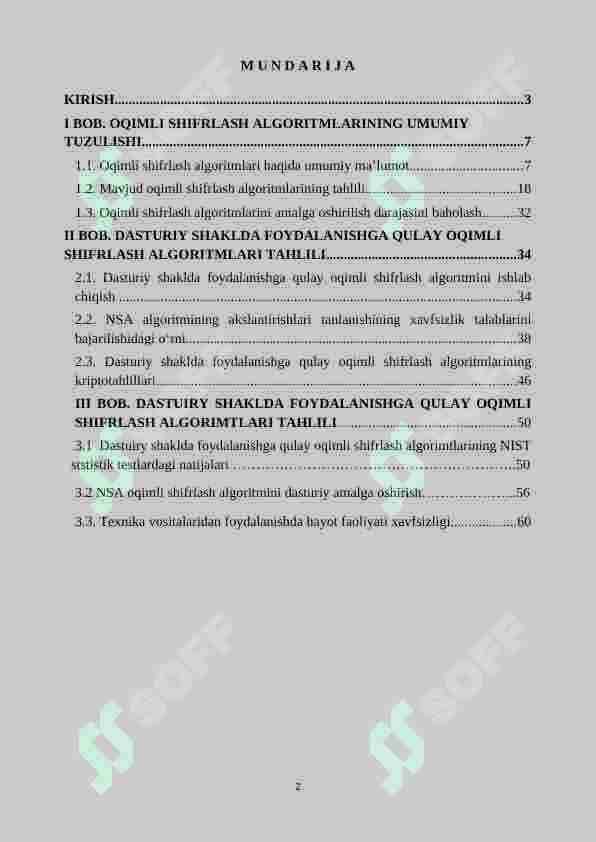Dasturiy ko‘rinishda amalga oshirishga qulay oqimli shifrlash algoritmini ishlab chiqish 2