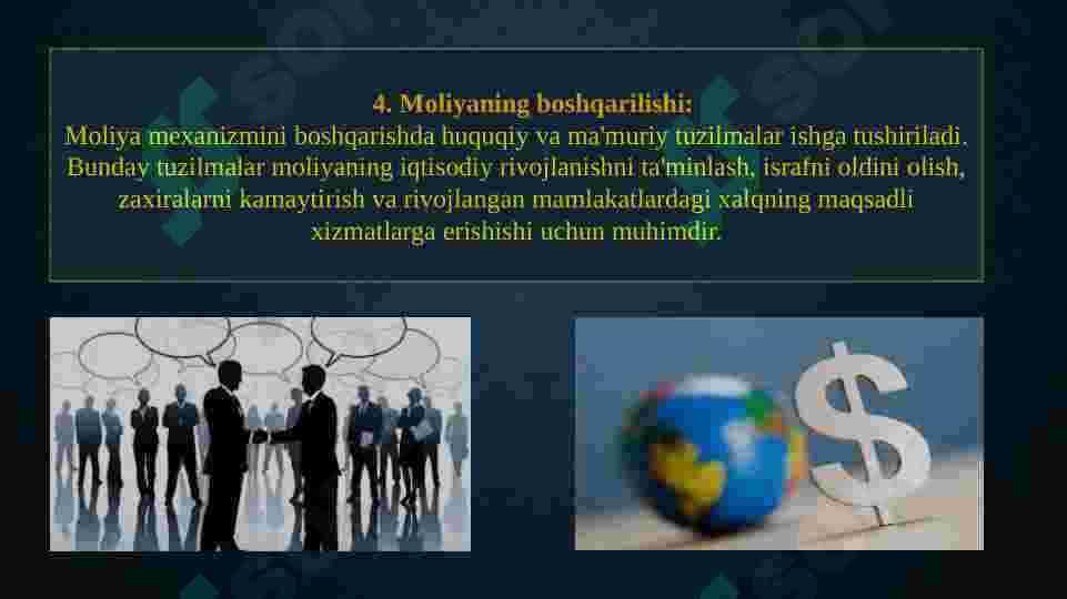 Moliya mexanizmi va uning tarkibiy qismlari, elementlari va moliyaviy siyosatni amalga oshirishdagi ro’li 7
