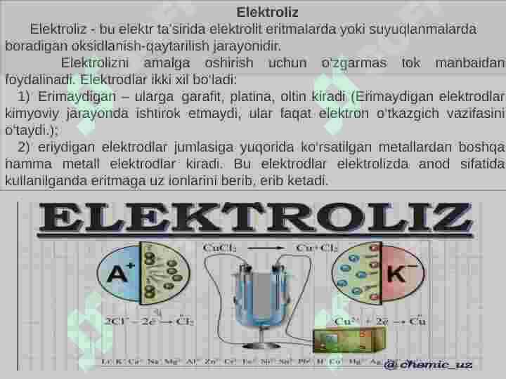 Elektroliz qonunlari va ularga asoslangan hisoblashlar 2