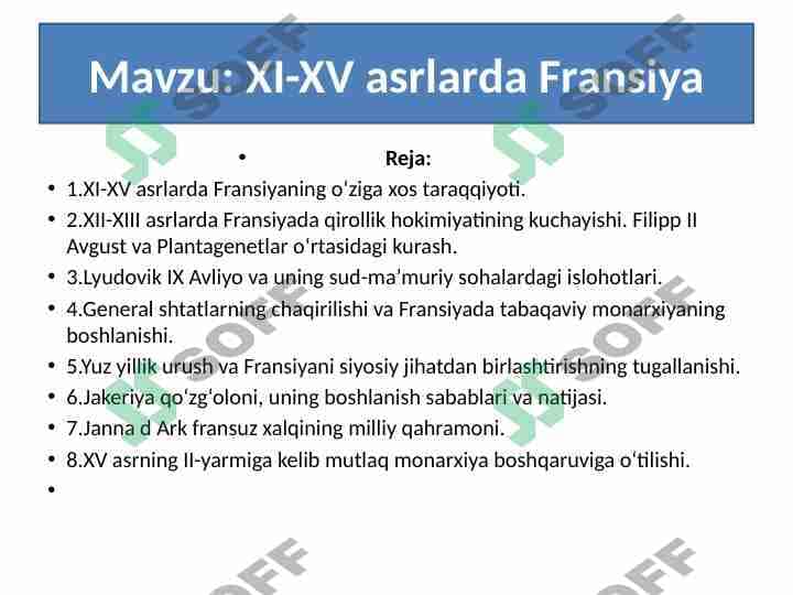 XI-XV asrlarda Fransiya
