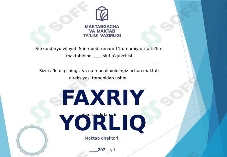 Faxriy yorliq 1
