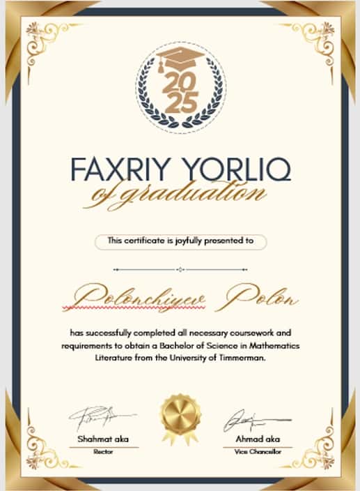 Faxriy yorliq shablon tayyori andoza 2