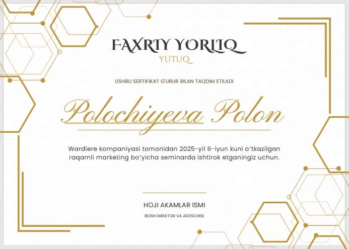 Faxriy yorliq shablon tayyori andoza 1