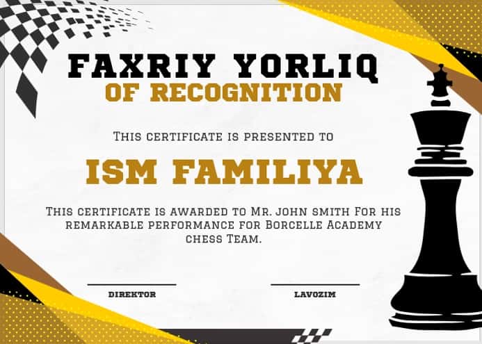 Faxriy yorliq shablon tayyori andoza 1
