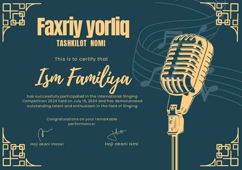 Faxriy yorliq shablon tayyori 1