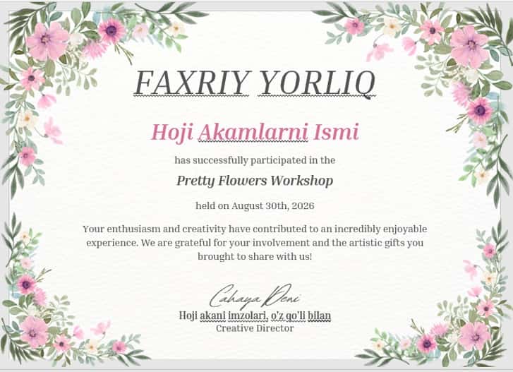 Faxriy yorliq shablon tayyori 1