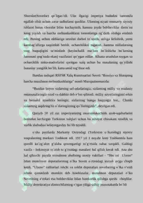 Turkistondа mustаbid sovet hokimiyatining о‘rnаtilishi vа ungа qаrshi qurolli hаrаkаt 5