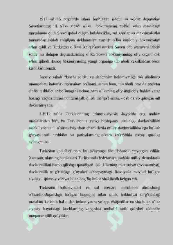 Turkistondа mustаbid sovet hokimiyatining о‘rnаtilishi vа ungа qаrshi qurolli hаrаkаt 6