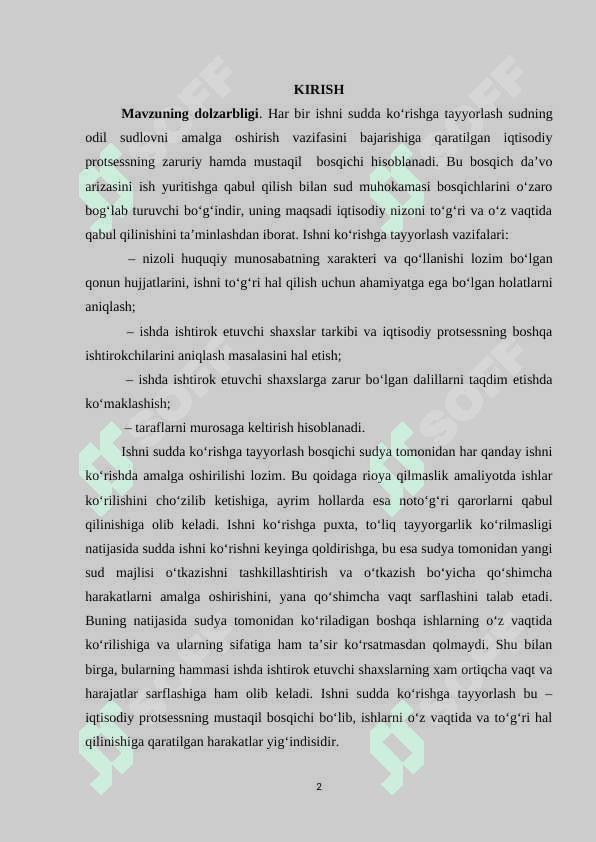 ishni sudda kòrishga tayyorlashda sudya tomonidan amalga oshiriladigan protsessual harakatlar 2