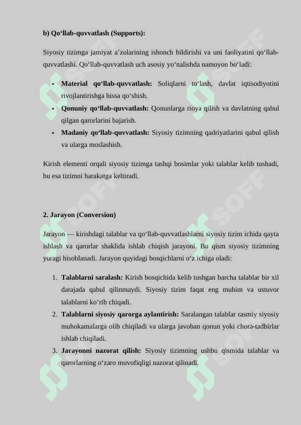Siyosiy tizimni o'rganishda D. Iston modeli 4