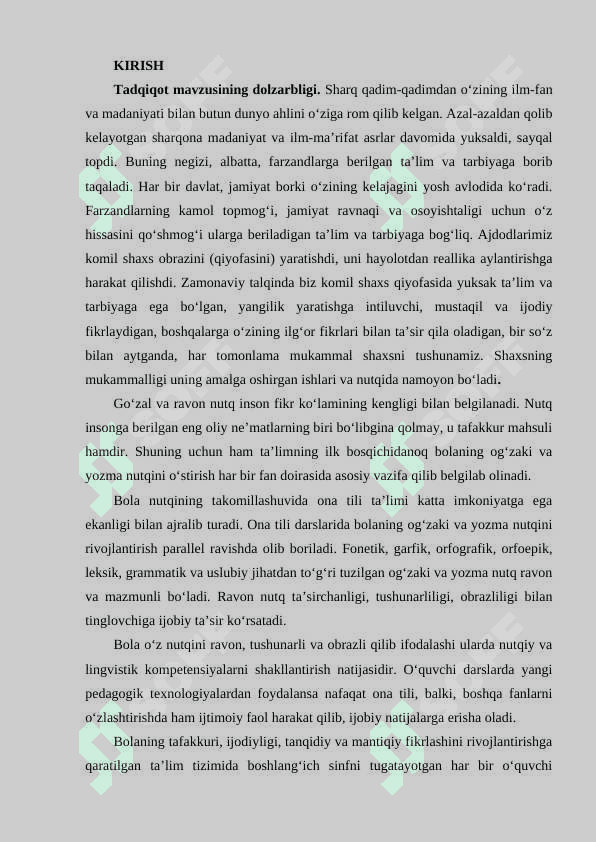 Ona tili va o’qish savodxonligi darslarida badiiy asar tahlilida yangi pedagogik texnologiyalardan foydalanish 2