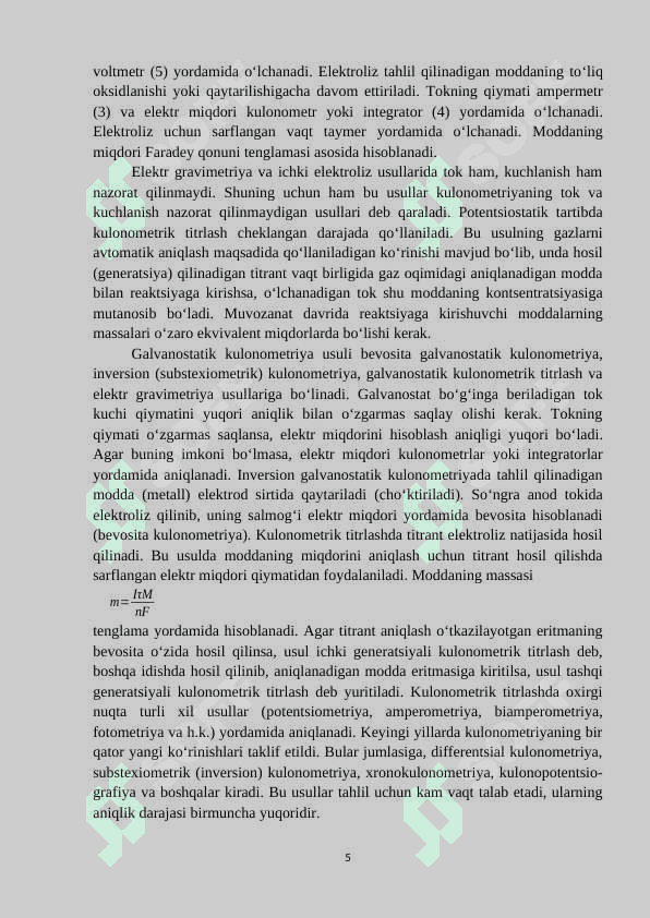 Kulonometrik titrlashning amaliyotda qoʻllanilishi 5