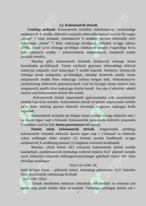 Kulonometrik titrlashning amaliyotda qoʻllanilishi 7