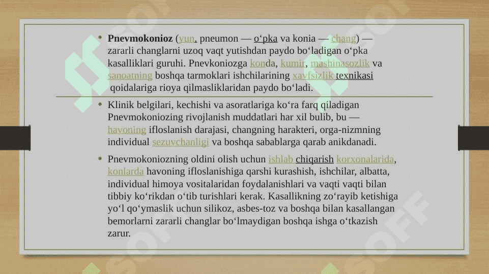 Kasb kasalligi. Ishlab chiqarish changi ta’siridan rivojlangan kasb kasalliklari 3