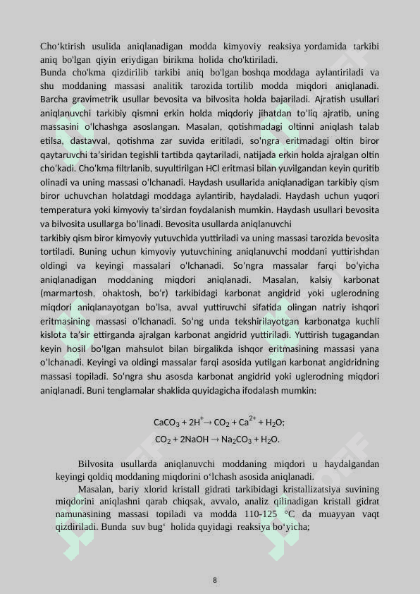 Gravimetrik analiz 8
