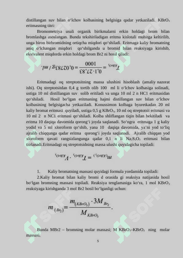 Bromatometriya, xloryodometriya, nitriometriya usullarini qo’llanishi 5