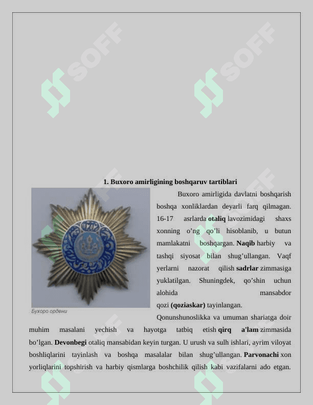 Buxoro amirligida davlat boshqaruvi Buxoro amirligida davlat muassasalari tizimi  24 4