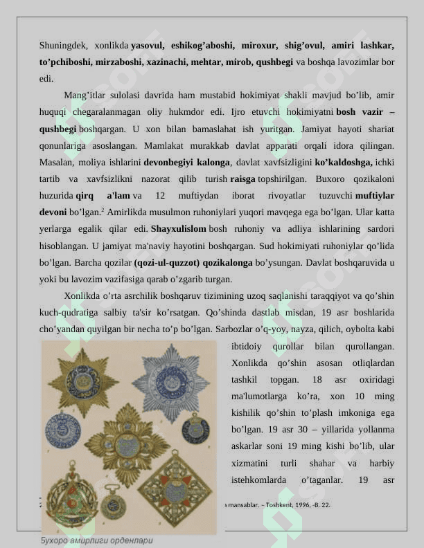 Buxoro amirligida davlat boshqaruvi Buxoro amirligida davlat muassasalari tizimi  24 5