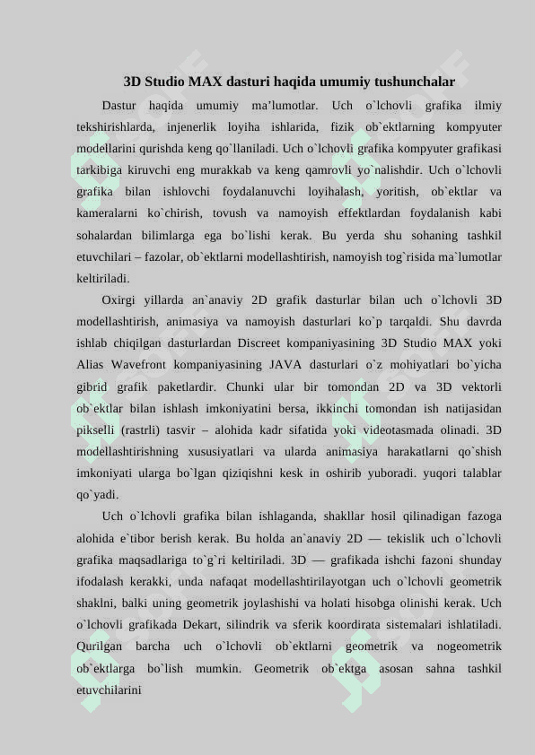3D Studio MAX dasturi 3