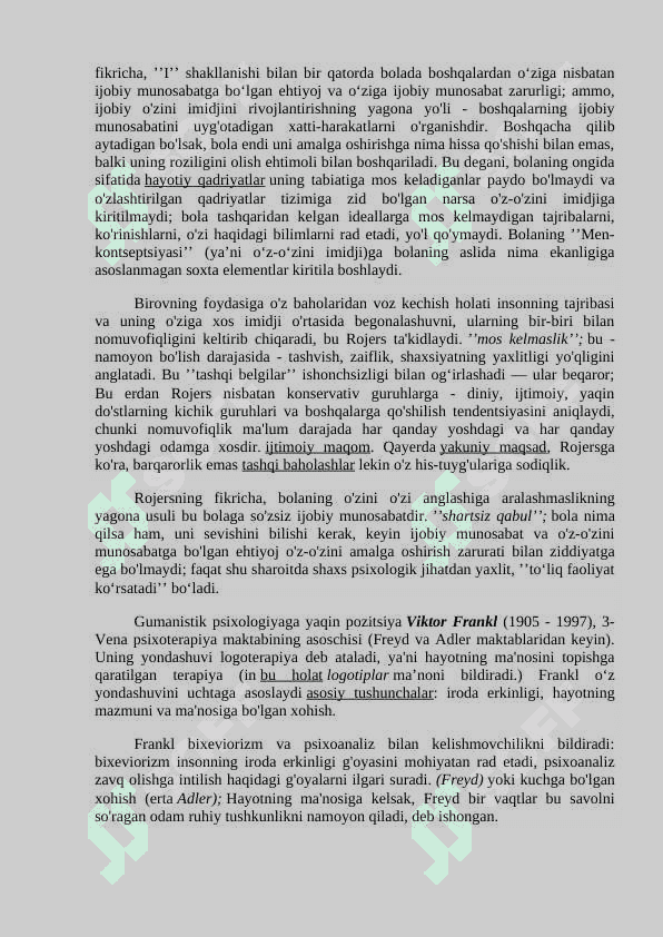 Gumanistik psixologiyada komil shaxs xususiyatlari. 8