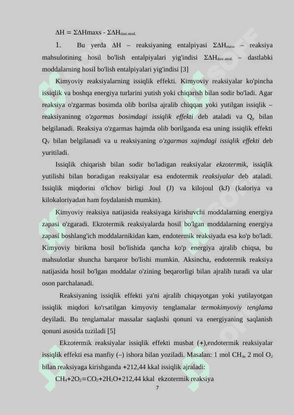JARAYONLARNING ISSIQLIK EFFEKTIGA  HARORATNING TA’SIRI kurs ishi 7