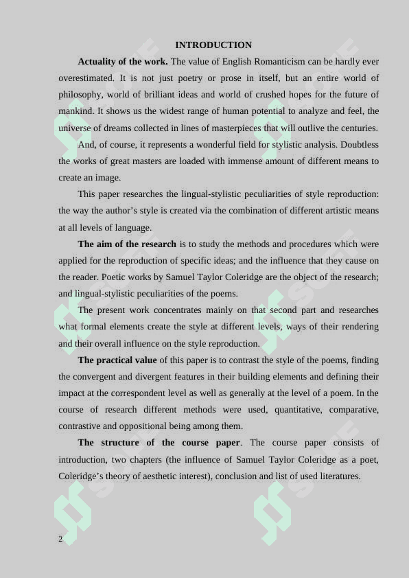 The aesthetic problem and Samuel Taylor Coleridge 2