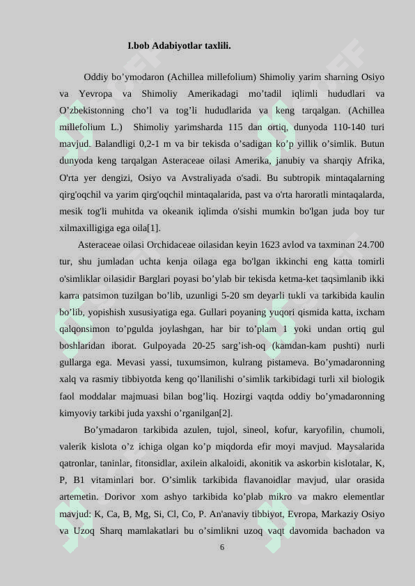 Oddiy bo’ymadaron(Achilliea millefolium L.) yetishtirish texnologiyasi 6