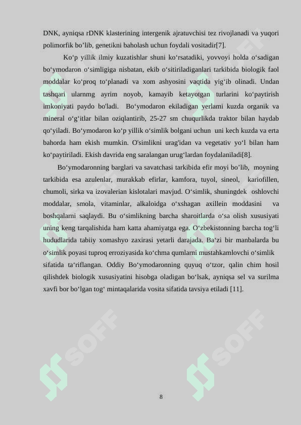 Oddiy bo’ymadaron(Achilliea millefolium L.) yetishtirish texnologiyasi 8