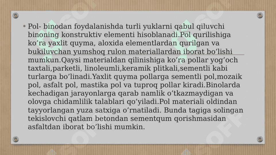 Bino va inshootlarni ekspluatatsiyasi fanidan taqdimot loiha 3