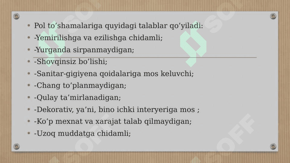 Bino va inshootlarni ekspluatatsiyasi fanidan taqdimot loiha 4
