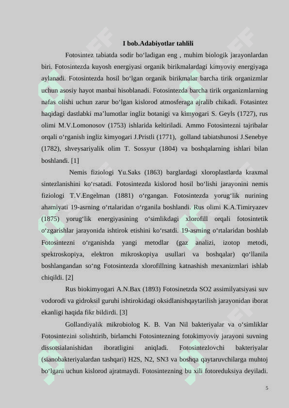 Fotosintezning boshqarilishi endogen mexanizmlari 5