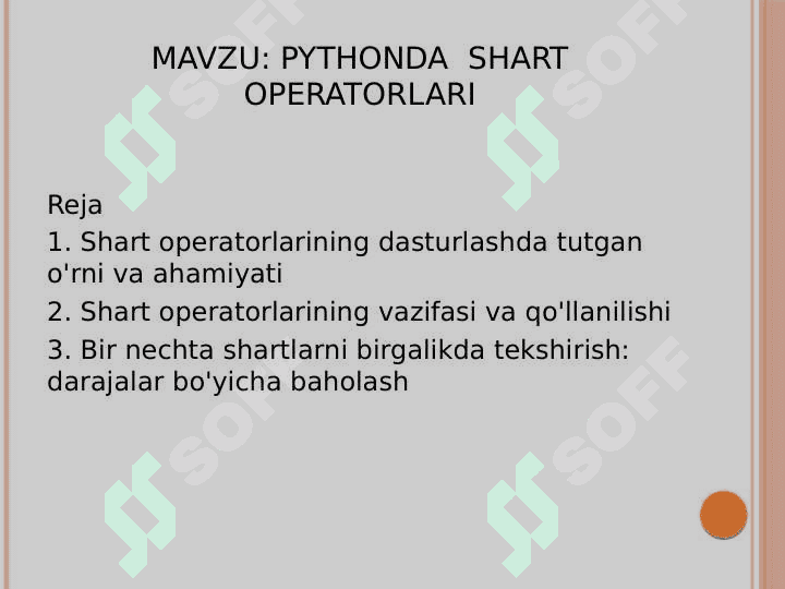 Pythonda  shart operatorlari 2