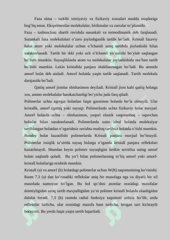 Amorf polimerlar tuzilishi va xossalari 4