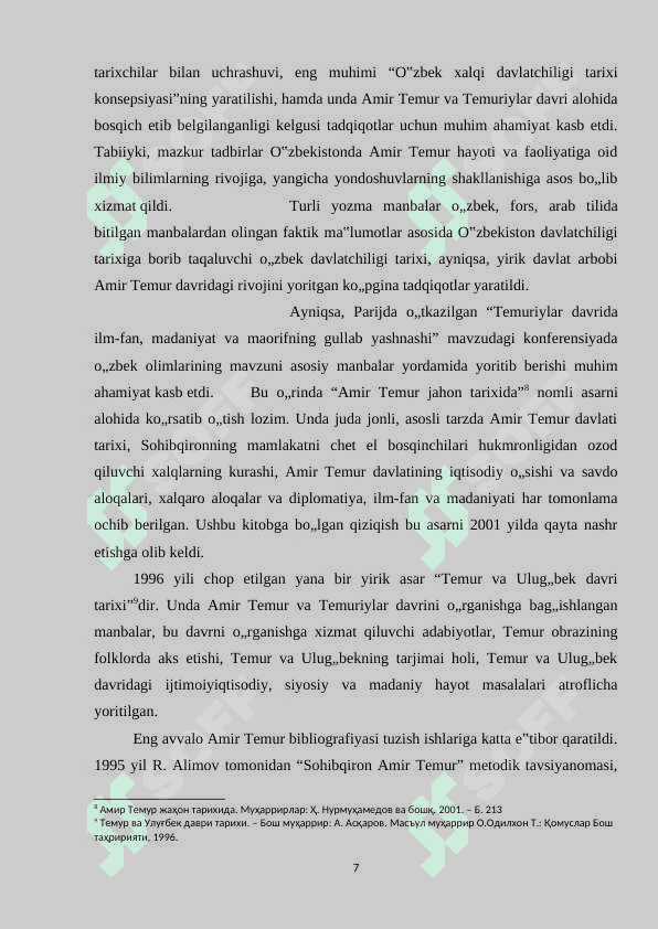 Mustaqillik yillarida Amir Temur davri tarixining tahlili 7