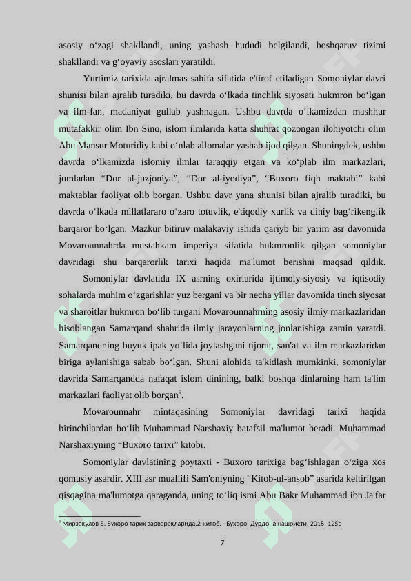 O'zbekistonda somoniylar davlati tarixining o'rganilishi 7