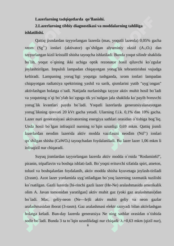 Lazer nuri yordamida ayrim jarayonlarni nazorat qilish 6