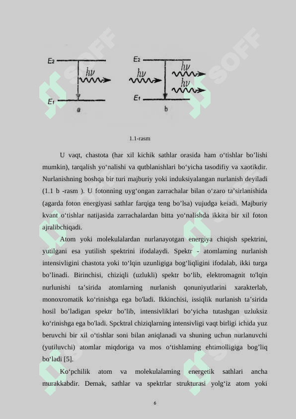 Zarralarning bir energetik sathdan ikkinchi energetik sathga nurlanishsiz o‘tishlari 6