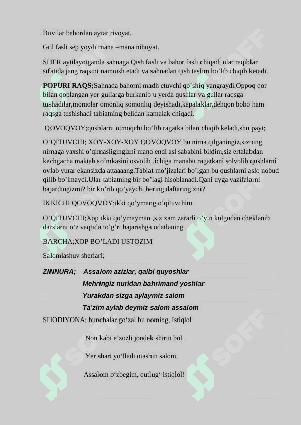 Boshlang'ich sinflar uchun tabiat mavzusida ssenari 2