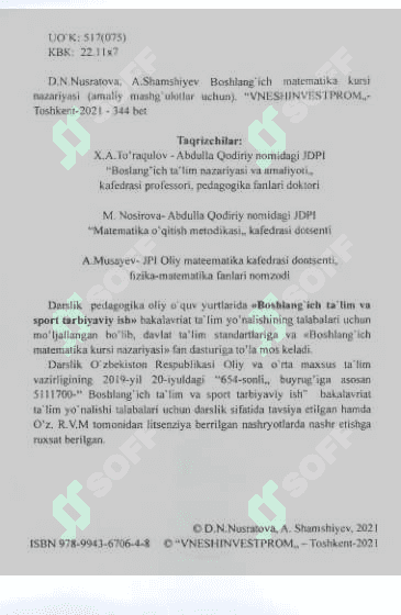 Matematika boshlang'ich kursi 3