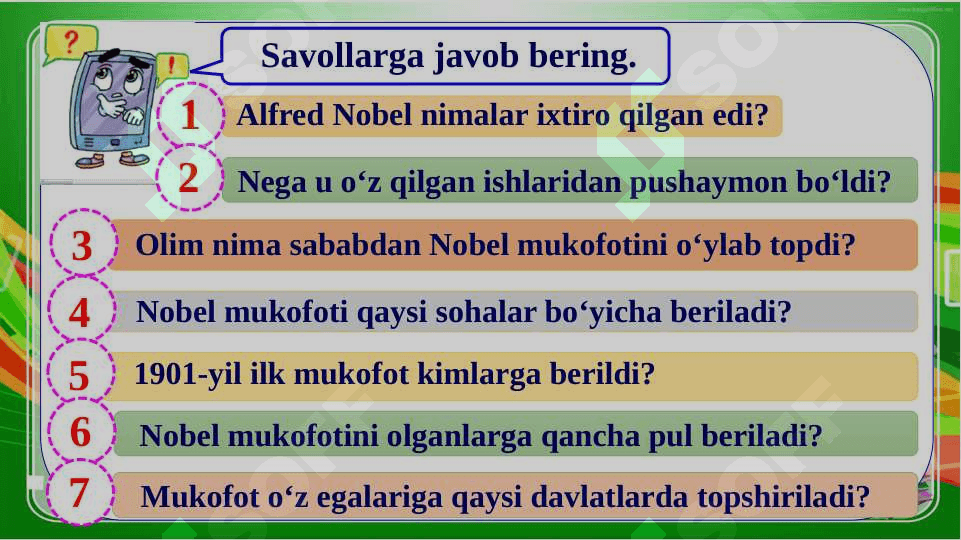2-sinf.Ona tili. Nobel mukofoti 4