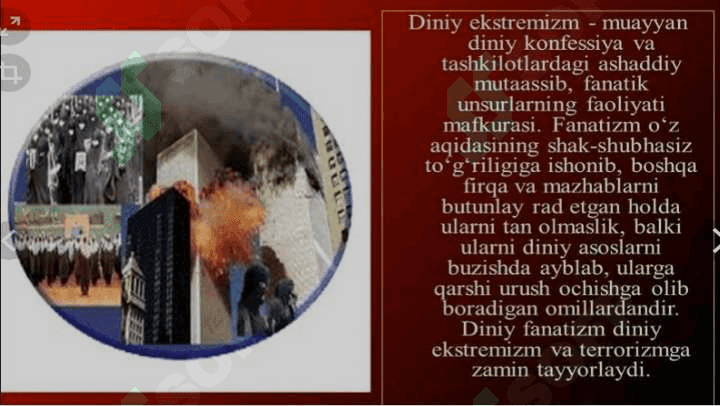 Diniy fanatizm ekstremizm fundamentalizm terrorizmning tarixi va ularning hozirgi davrda xavfsizlikka tahdidi 3