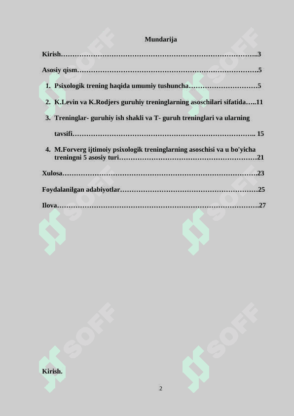 Psixologiyada trening guruhlarining vujudga kelishi kurs ishi 2